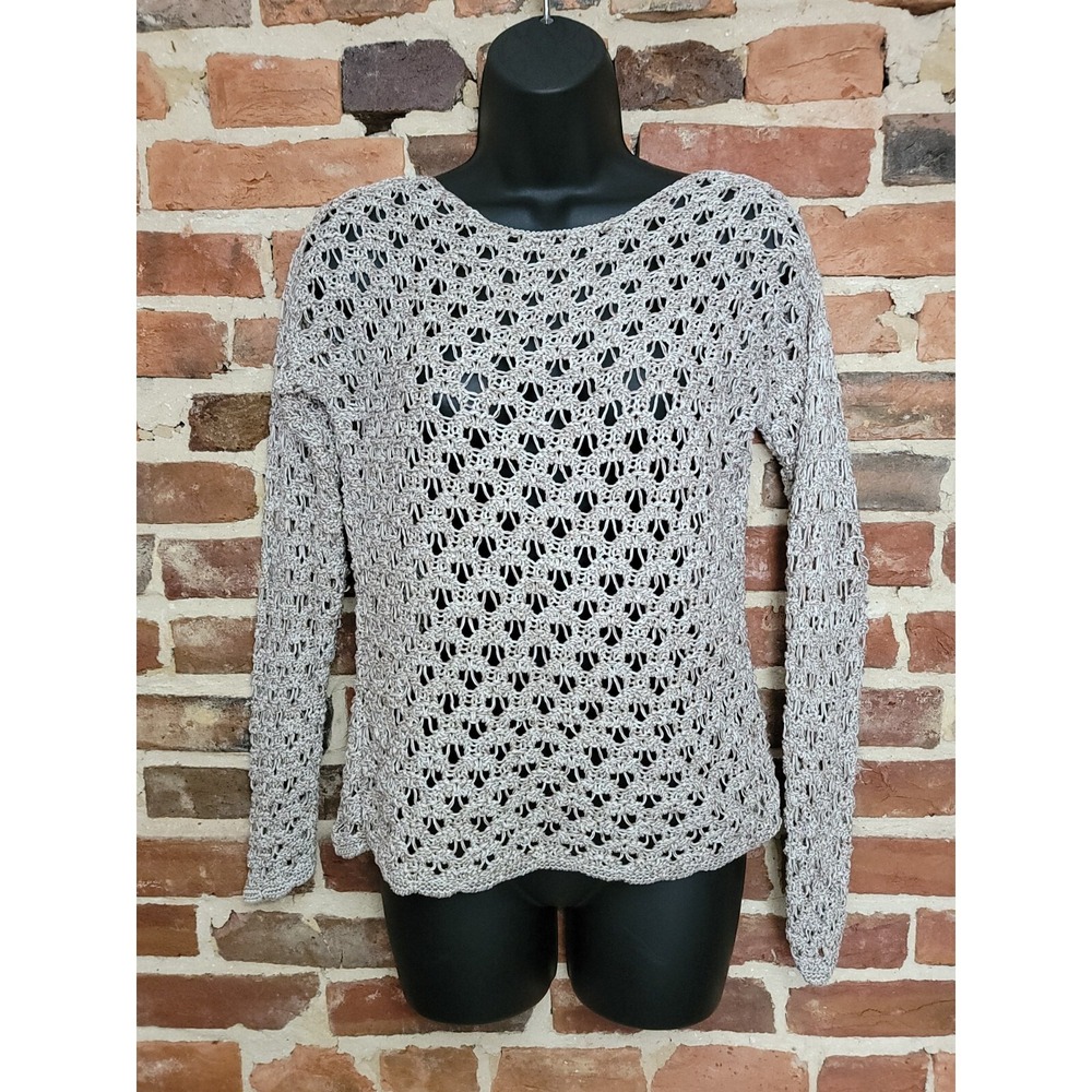 Peruvian Connection Womens Sweater Crochet loose Knit pima cotton XS‎